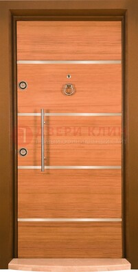 Коричневая входная дверь c МДФ панелью ЧД-11 в частный дом в Лыткарино