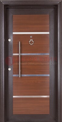 Коричневая входная дверь c МДФ панелью ЧД-27 в частный дом в Лыткарино