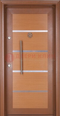 Коричневая входная дверь c МДФ панелью ЧД-33 в частный дом в Лыткарино