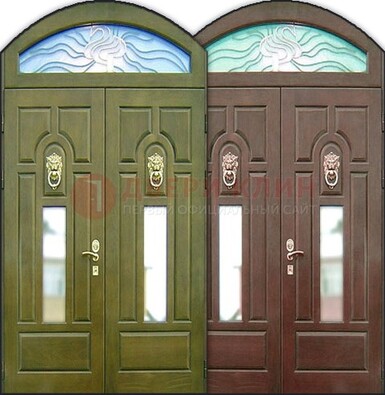Стальная арочная дверь со стеклом ДА-17 для монолитного дома в Лыткарино
