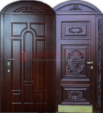 Стильная железная арочная дверь с декоративным элементом ДА-24 в Лыткарино