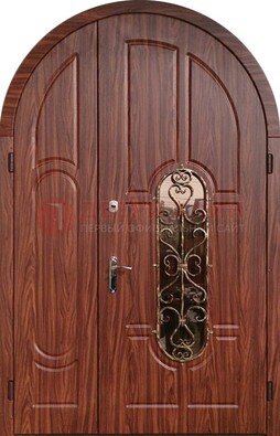 Арочная двухстворчатая стальная дверь Винорит ДА-54 в Лыткарино