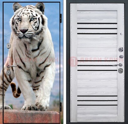 Стальная дверь с фотопечатью тигра ДФ-12 в Лыткарино