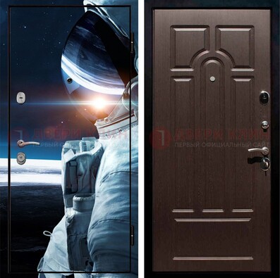 Стальная дверь с фотопечатью космонавта ДФ-4 в Лыткарино