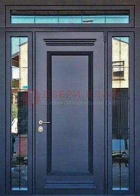 Черная металлическая дверь с фрамугой и филенкой ДФГ-19 в Лыткарино