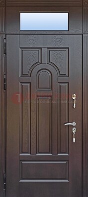 Железная дверь с фрамугой в коричневом цвете ДФГ-22 в Лыткарино