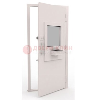 Белая металлическая дверь в кассу с нитроэмалью ДКС-4 в Лыткарино
