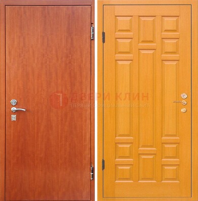 Оранжевая входная дверь с ламинатом МДФ внутри ДЛ-21 в Лыткарино