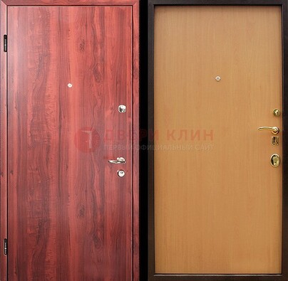 Красная железная дверь с ламинатом ДЛ-3 в Лыткарино