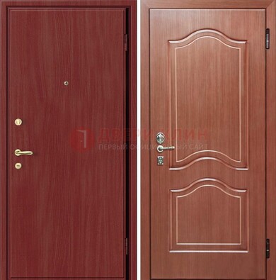 Красная металлическая дверь с ламинатом МДФ внутри ДЛ-8 в Лыткарино