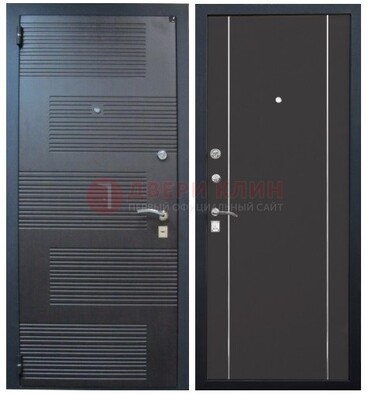 Темная металлическая дверь с МДФ ДМ-105 в деревянный дом в Лыткарино