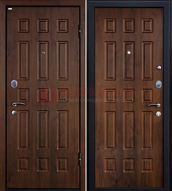 Коричневая металлическая дверь с МДФ ДМ-156 для квартиры в Лыткарино