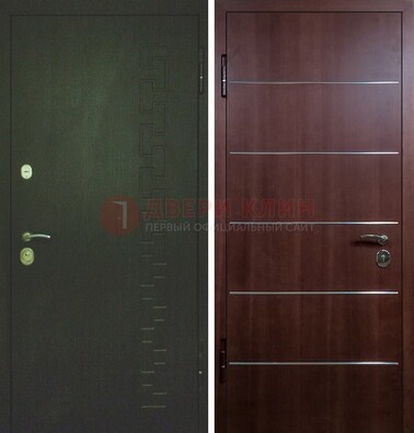Темная металлическая дверь с МДФ ламинат с молдингами внутри ДМ-16 в Лыткарино