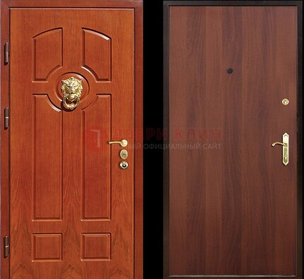 Оранжевая стальная дверь с МДФ ламинат внутри ДМ-18 в квартиру в Лыткарино