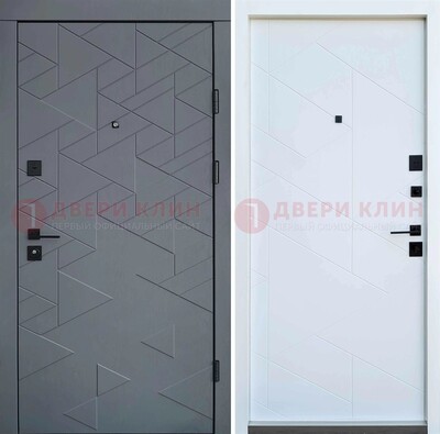 Серая металлическая дверь МДФ с узором  ДМ-224 в Лыткарино