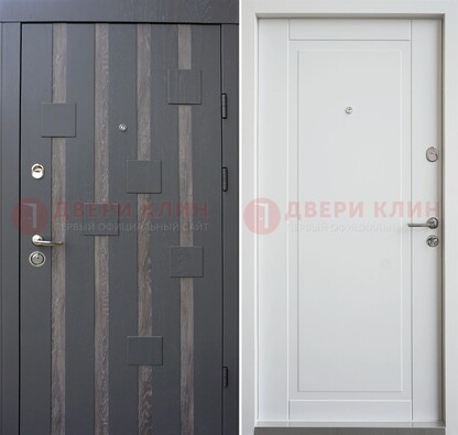 Темная металлическая дверь c белом МДФ внутри ДМ-231 в Лыткарино