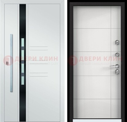 Металлическая дверь в белом цвете с МДФ ДМ-323 в Лыткарино