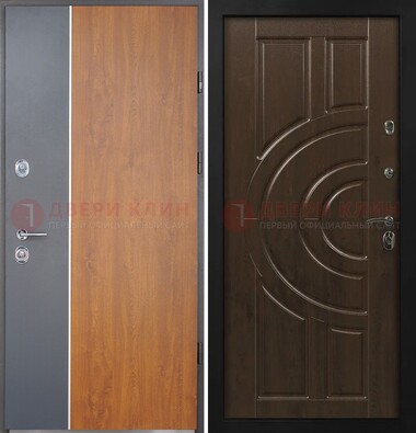 Стальная серая с коричневым дверь МДФ ДМ-331 в Лыткарино