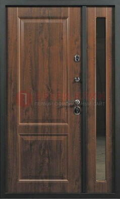 Темная железная дверь с панелью МДФ с зеркалом ДМ-338 в Лыткарино