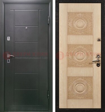 Темная железная дверь с МДФ в квартиру ДМ-344 в Лыткарино
