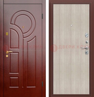 Красная металлическая дверь с МДФ панелями ДМ-368 в Лыткарино