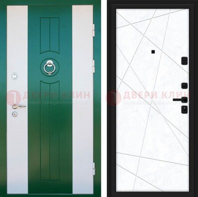 Зеленая железная дверь с панелями МДФ ДМ-369 в Лыткарино