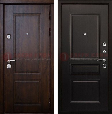 Классическая железная дверь с темными МДФ панелями ДМ-390 в Лыткарино