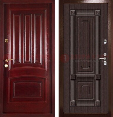 Красная стальная дверь с филенчатой МДФ ДМ-398 в Лыткарино