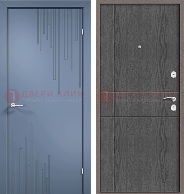 Синяя металлическая дверь МДФ в квартиру ДМ-434 в Лыткарино