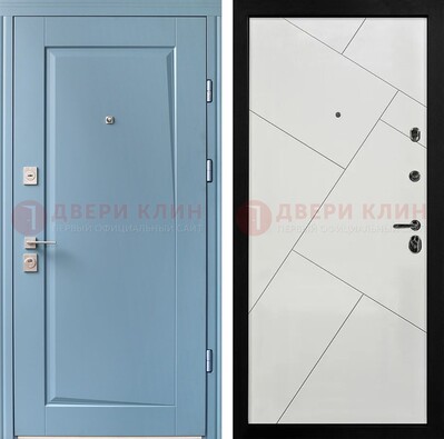 Синяя железная дверь с МДФ панелями ДМ-491 в Лыткарино