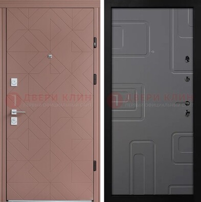 Красная стальная дверь в квартиру с МДФ хайтек ДМ-493 в Лыткарино