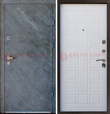 Железная дверь с МДФ серая и белая ДМ-505 в Лыткарино