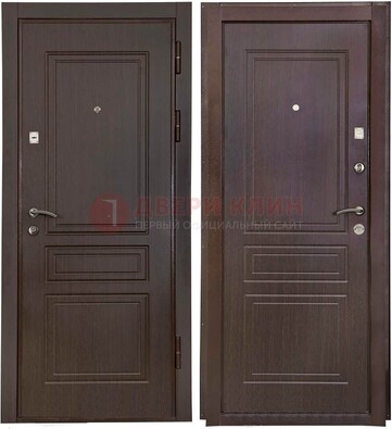 Антивандальная коричневая железная дверь с МДФ ДМ-61 в Лыткарино