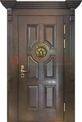 Коричневая металлическая дверь с массивом дуба ДМД-50 в Лыткарино