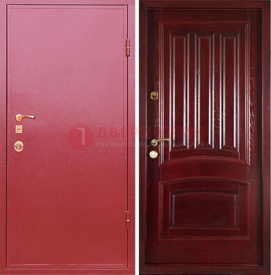 Красная металлическая дверь с порошковым напылением ДП-165 в Лыткарино