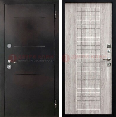 Черная железная дверь с порошковым покрытием и филенчатой МДФ ДП-221 в Лыткарино