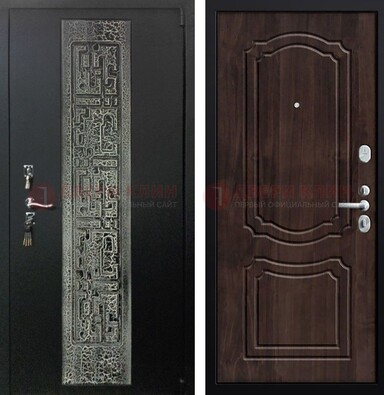 Темная входная дверь с порошковым покрытием и МДФ внутри ДП-224 в Лыткарино