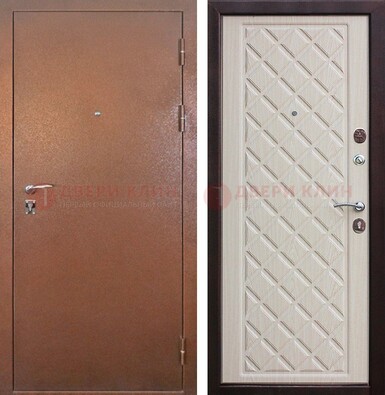 Входная дверь с порошковым покрытием медный антик МДФ Беленый дуб ДП-225 в Лыткарино