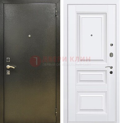 Железная темно-серая дверь с порошковым напылением и белой МДФ ДП-274 в Лыткарино