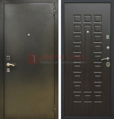 Темно-серая железная дверь с порошковым покрытием и МДФ Венге ДП-287 в Лыткарино