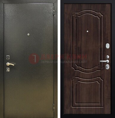 Темно-серая железная дверь с порошковым покрытием и коричневой МДФ ДП-288 в Лыткарино