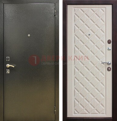Темно-серая железная дверь с порошковым покрытием и филенчатой МДФ ДП-289 в Лыткарино