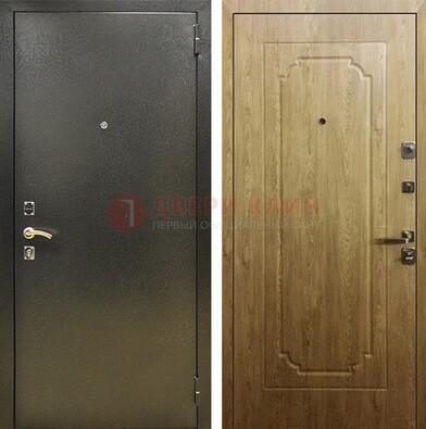 Темно-серая входная дверь с порошковым покрытием и МДФ Золотой дуб ДП-291 в Лыткарино