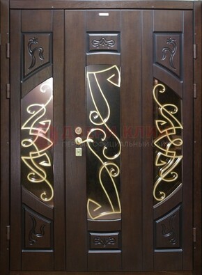 Парадная дверь со стеклом и ковкой ДПР-1 в каркасный дом в Лыткарино