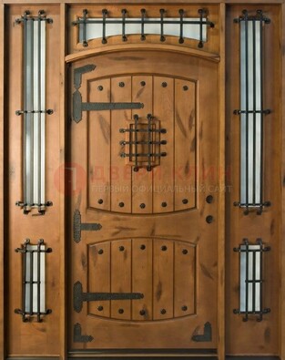 Парадная дверь с коваными элементами ДПР-68 в коттедж в Лыткарино