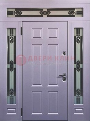 Филенчатая железная парадная дверь с фрамугами ДПР-82 в Лыткарино