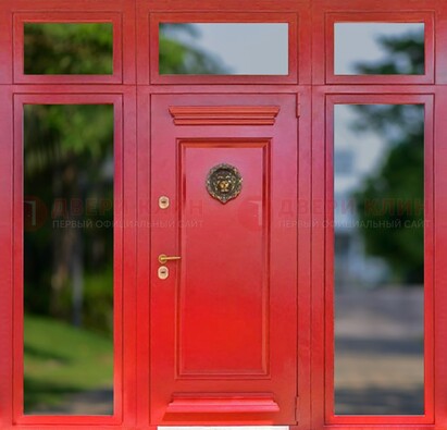 Красная парадная дверь для частного дома ДПР-88 в Лыткарино