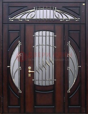 Парадная дверь со стеклянными вставками и ковкой ДПР-9 для улицы в Лыткарино