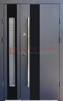 Серая стальная дверь со стеклом ДС-11 в Лыткарино