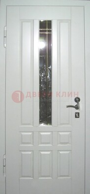 Белая металлическая дверь со стеклом ДС-1 в загородный дом в Лыткарино